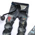 Motorcycle Jeans Mid Waist Straight Pants Men's Ripped Jeans